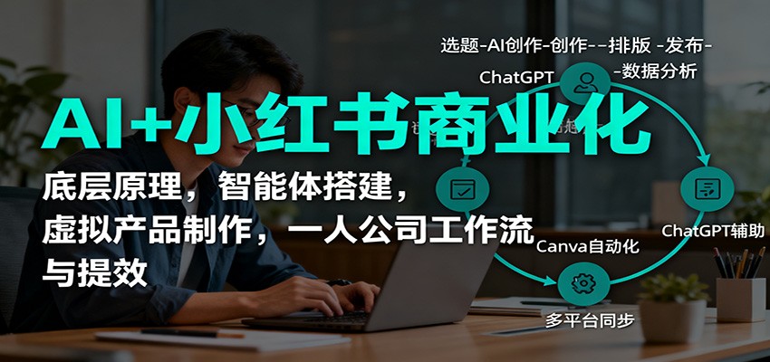 AI+小红书商业化，底层原理，智能体搭建，虚拟产品制作，一人公司工作流与提效-千帆网赚
