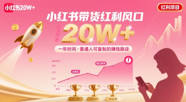 一年时间靠小红书带货项目年入20w+，最不能错的大红利项目-千帆网赚