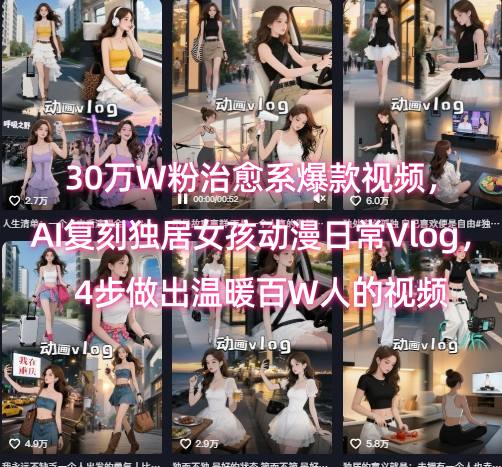 30万W粉治愈系爆款视频，AI复刻独居女孩动漫日常Vlog，4步做出温暖百W人的视频-千帆网赚