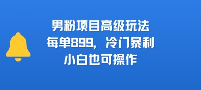 男粉项目高级玩法，每单899，冷门暴利，小白也可操作-千帆网赚
