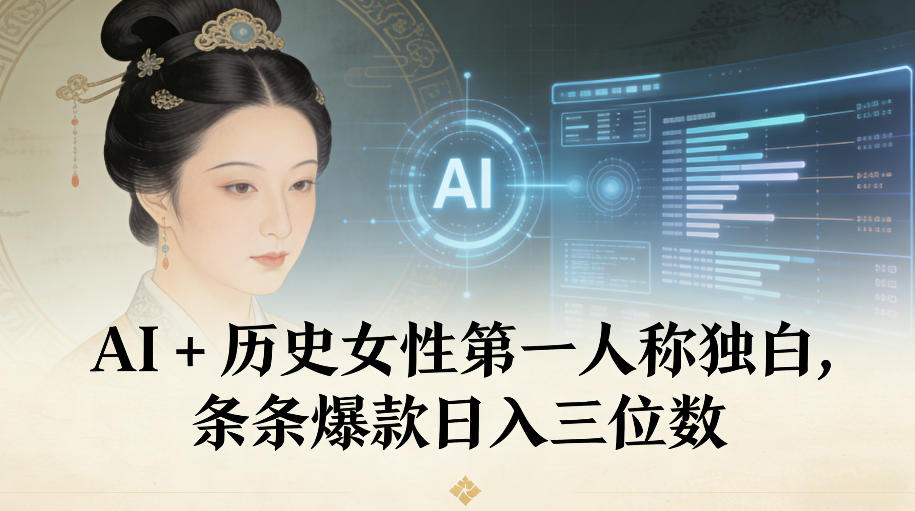 AI+历史女性第一人称独白，条条爆款日入三位数-千帆网赚