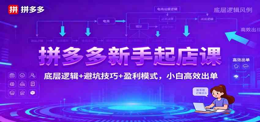 拼多多新手起店课：底层逻辑+避坑技巧+盈利模式，小白高效出单-千帆网赚