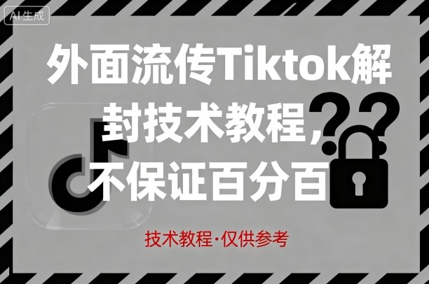 外面流传Tiktok解封技术教程，不保证百分百，具体自测-千帆网赚