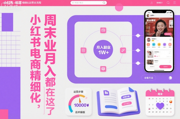 小红书电商精细化运营全流程，周末副业月入1W+，全套方法都在这了-千帆网赚