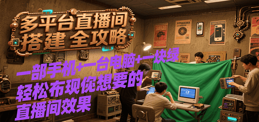 多平台直播间搭建全攻略，一部手机+一台电脑+一块绿布轻松实现你想要的直播间效果-千帆网赚