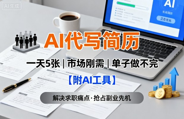 AI代写简历，一天5张，今年找工作难，市场刚需，单子做不完【附AI工具】-千帆网赚