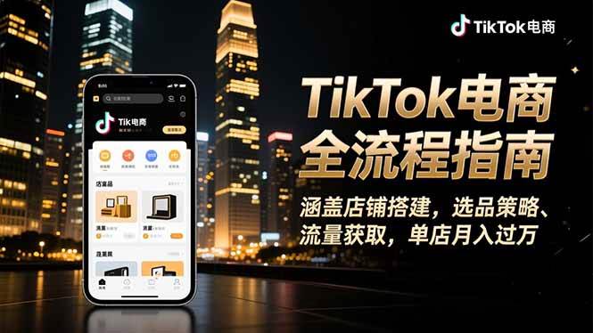 （16524期）TikTok电商全流程指南，涵盖店铺搭建、选品策略、流量获取，单店月入过万-千帆网赚