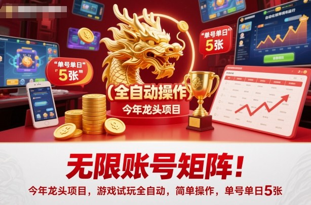 无限账号矩阵！今年龙头项目，游戏试玩全自动，简单操作，单号单日5张【揭秘】-千帆网赚