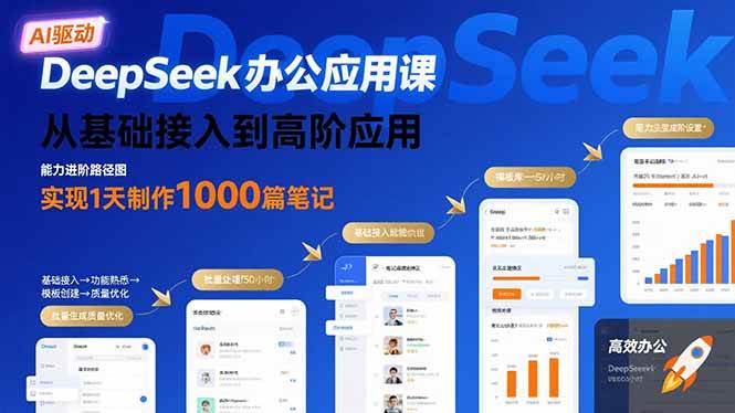（15754期）DeepSeek办公应用课：从基础接入到高阶应用，实现1天制作1000篇笔记-千帆网赚