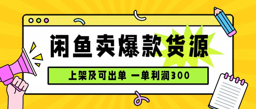 （15977期）闲鱼卖爆款货源，每天利润1000，上架即出单-千帆网赚