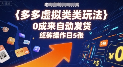 多多虚拟类目玩法，0成本全自动发货，矩阵操作日5张-千帆网赚
