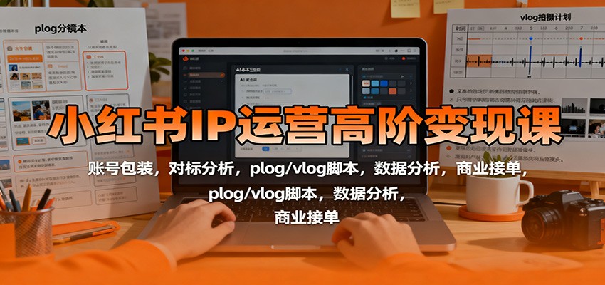 小红书IP运营高阶变现课：账号包装，对标分析，plog/vlog脚本，数据分析，商业接单-千帆网赚