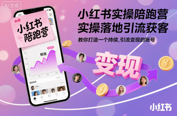 小红书实操陪跑营，实操落地引流获客，教你打造一个持续引流变现的账号-千帆网赚