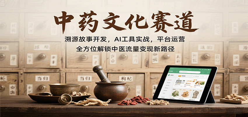 中药文化赛道：溯源故事开发，AI工具实战，平台运营，全方位解锁中医流量变现新路径-千帆网赚