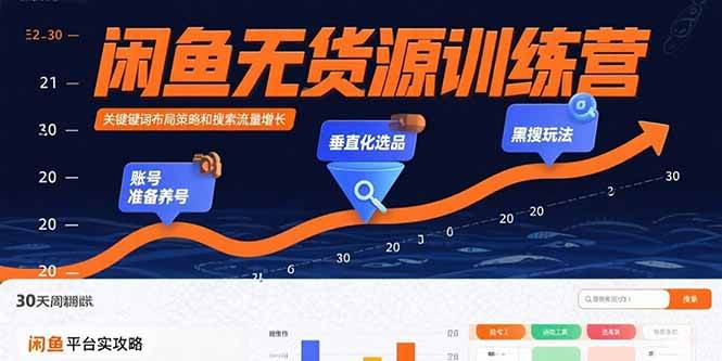 （15698期）闲鱼无货源训练营：账号准备养号/垂直化选品/黑搜玩法，0基础30天盈利指南-千帆网赚