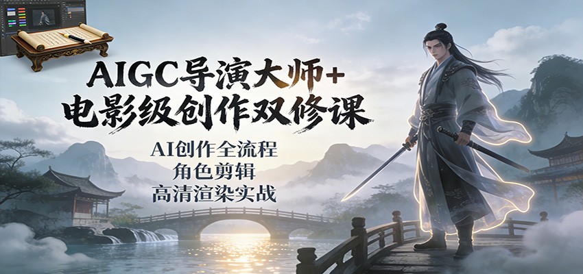 AIGC导演大师+电影级创作双修课：AI创作全流程、角色剪辑、高清渲染实战-千帆网赚