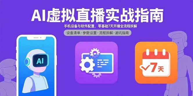 （15835期）AI虚拟直播实战指南，手机设备与软件配置，零基础7天开播全流程拆解-千帆网赚