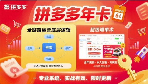 拼多多年卡，拼多多全链路运营底层逻辑，超级爆单术【更新12月】-千帆网赚