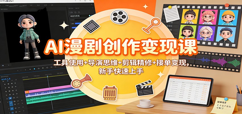 AI漫剧创作变现课：工具使用+导演思维+剪辑精修+接单变现，新手快速上手-千帆网赚