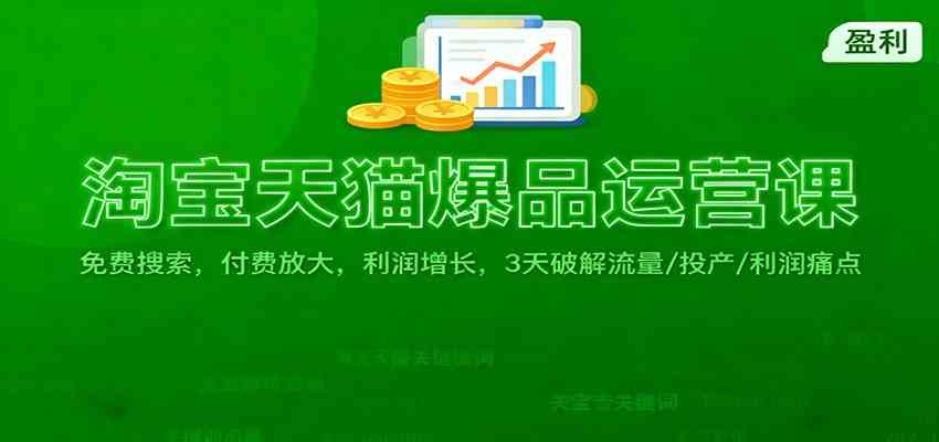 淘宝天猫爆品运营课：免费搜索，付费放大，利润增长，3 天破解流量/ 投产/利润痛点-千帆网赚