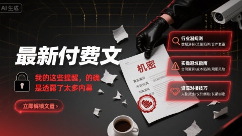 最新付费文：我的这些提醒，的确是透露了太多内幕-千帆网赚