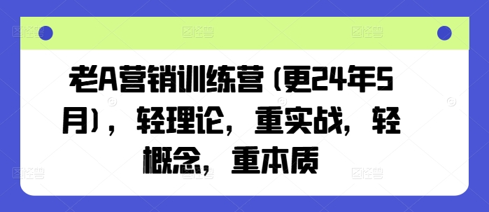 老A营销训练营(更25年7月)，轻理论，重实战，轻概念，重本质-千帆网赚