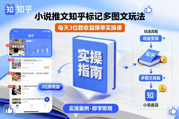 小说推文知乎标记多图文玩法，每天3位数收益爆单实操课-千帆网赚