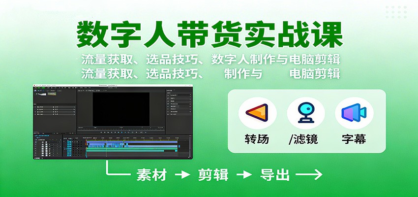 数字人变现实战课：流量获取、选品技巧、数字人制作与电脑剪辑-千帆网赚