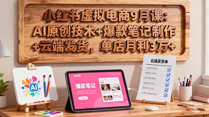 （16287期）小红书虚拟电商9月课：AI原创技术+爆款笔记制作+云端发货，单店月利3万+-千帆网赚