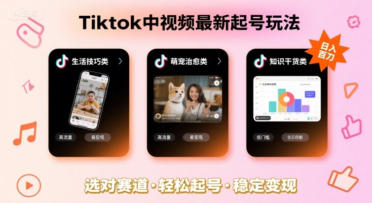 Tiktok中视频最新起号玩法，想要日入百刀，做好这几个赛道就可以了-千帆网赚