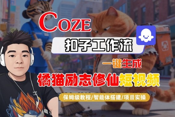 Coze扣子智能体工作流一键生成“橘猫励志修仙“短视频，全流程保姆级教学-千帆网赚