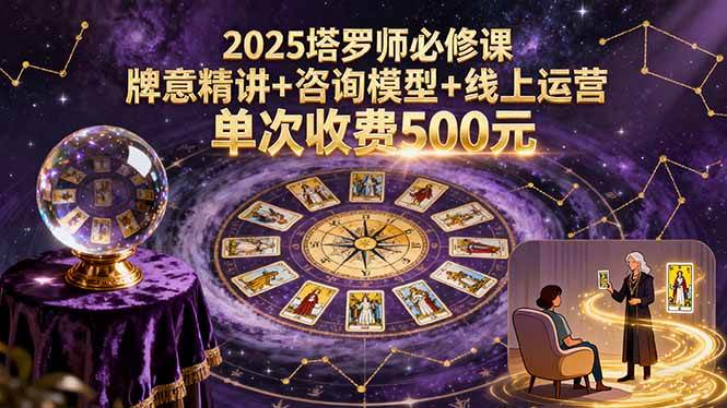 （15997期）2025塔罗师必修课，牌意精讲+咨询模型+线上运营，单次收费500元-千帆网赚