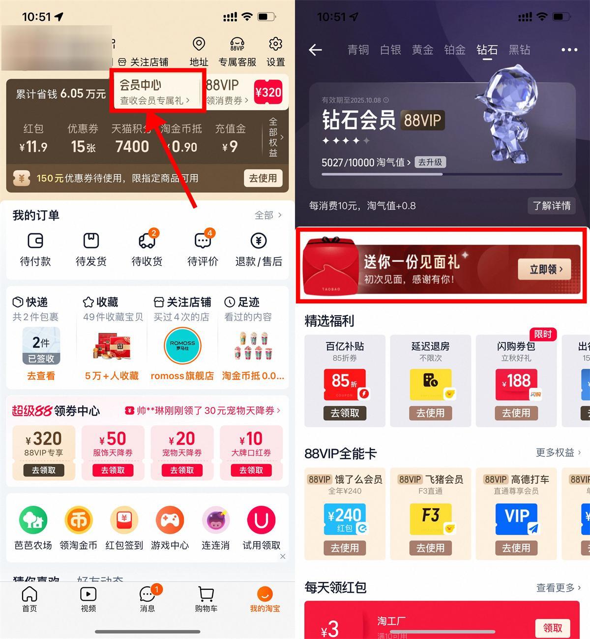 淘宝淘气值会员抽1288淘金币-千帆网赚