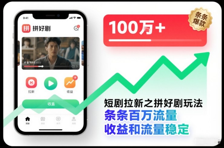 短剧拉新之拼好剧玩法，条条百万流量，收益和流量稳定-千帆网赚