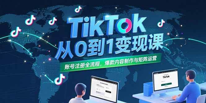 （15346期）TikTok从0到1变现课，账号注册全流程，爆款内容制作与矩阵运营-千帆网赚