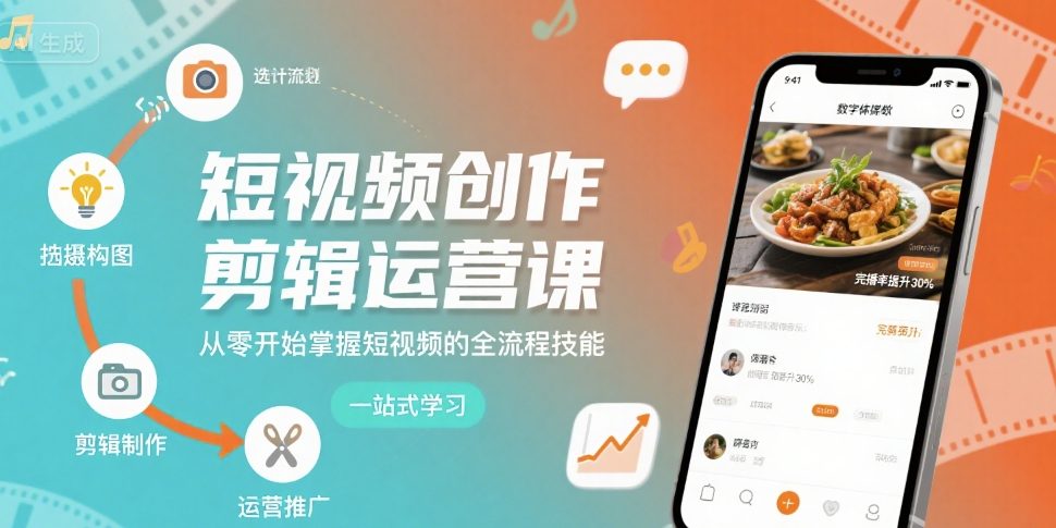 短视频创作剪辑运营课，从零开始掌握短视频的全流程技能-千帆网赚