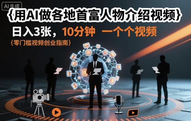 用AI做各地首富人物介绍视频，日入3张，10分钟一个视频-千帆网赚