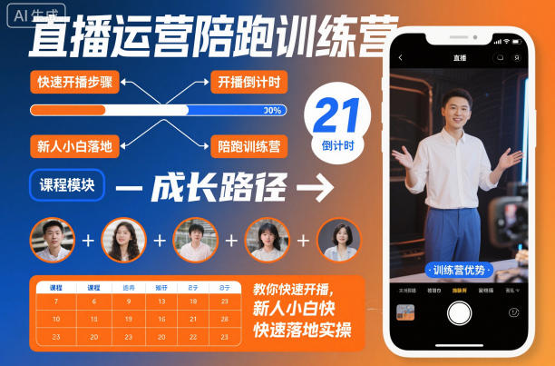 直播运营陪跑训练营，教你快速开播，新人小白快速落地实操-千帆网赚