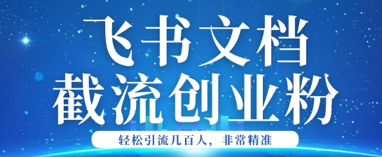 利用飞书文档截流创业粉轻松引流200+-千帆网赚