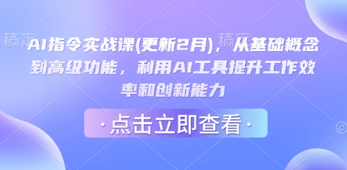 AI指令实战课(更新2月)，从基础概念到高级功能，利用AI工具提升工作效率和创新能力-千帆网赚