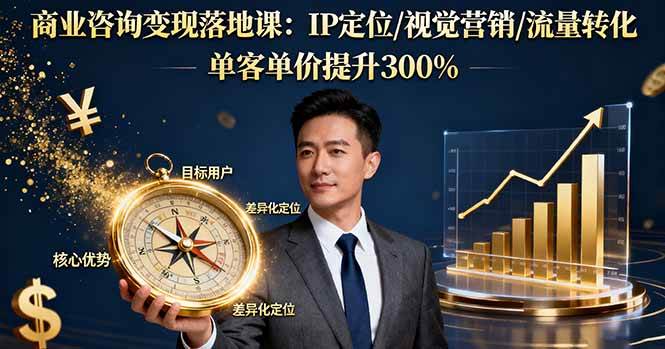 （16249期）商业咨询变现落地课：IP定位/视觉营销/流量转化，单客单价提升300%-千帆网赚