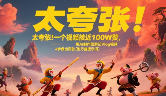 太夸张！一个视频接近100W赞，用AI制作西游记Vlog视频，全流程拆解来了(附万能提示词)-千帆网赚