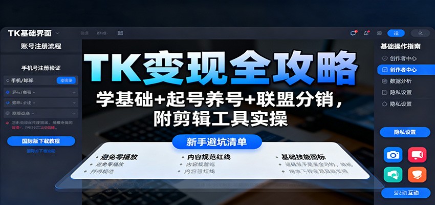 TK变现全攻略：学基础+起号养号+联盟分销，附剪辑工具实操-千帆网赚