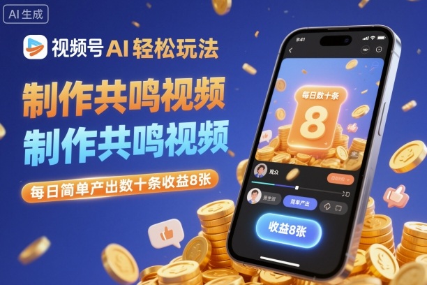 视频号AI轻松玩法，制作共鸣视频，每日简单产出数十条收益8张-千帆网赚