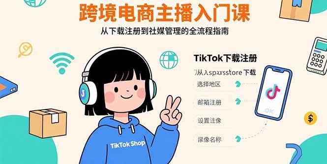 （15708期）跨境电商主播入门课，TikTok下载注册，支付工具配置，社媒账号管理全流程-千帆网赚