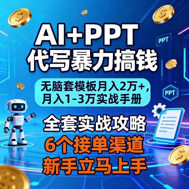 （16783期）AI+PPT代写暴力搞钱：无脑套模板月入2万+，月入1-3万实战手册-千帆网赚