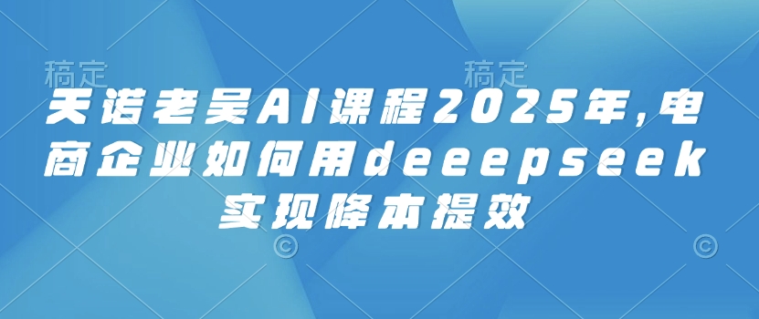 天诺老吴AI课程2025年，电商企业如何用deeepseek实现降本提效-千帆网赚