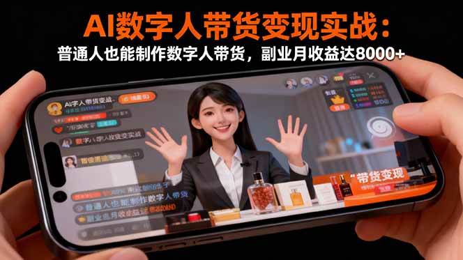（16377期）AI数字人带货变现实战：普通人也能制作数字人带货，副业月收益达8000+-千帆网赚