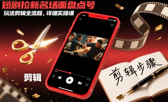 短剧拉新名场面盘点号玩法剪辑全流程，详细实操课-千帆网赚