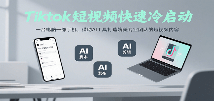 Tiktok短视频快速冷启动，一台电脑一部手机，借助AI工具打造媲美专业团队的短视频内容-千帆网赚